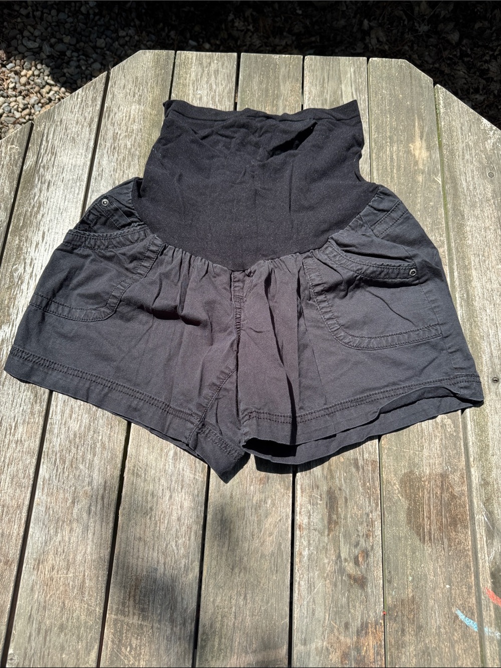 Black Maternity Shorts with Stretch Waistband